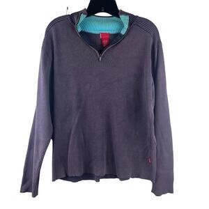 Levi's Vintage Women's Knit Pullover Purple 1/4 Zip 100% Cotton Ribbed Preppy